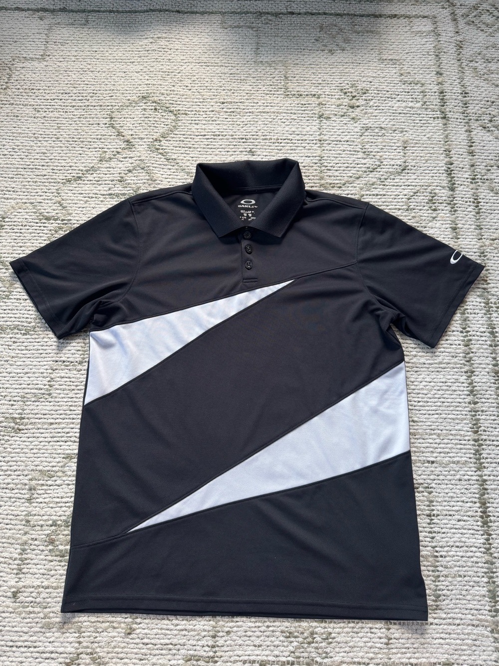 Oakley Black Polo with White Diagonal Panels Medium